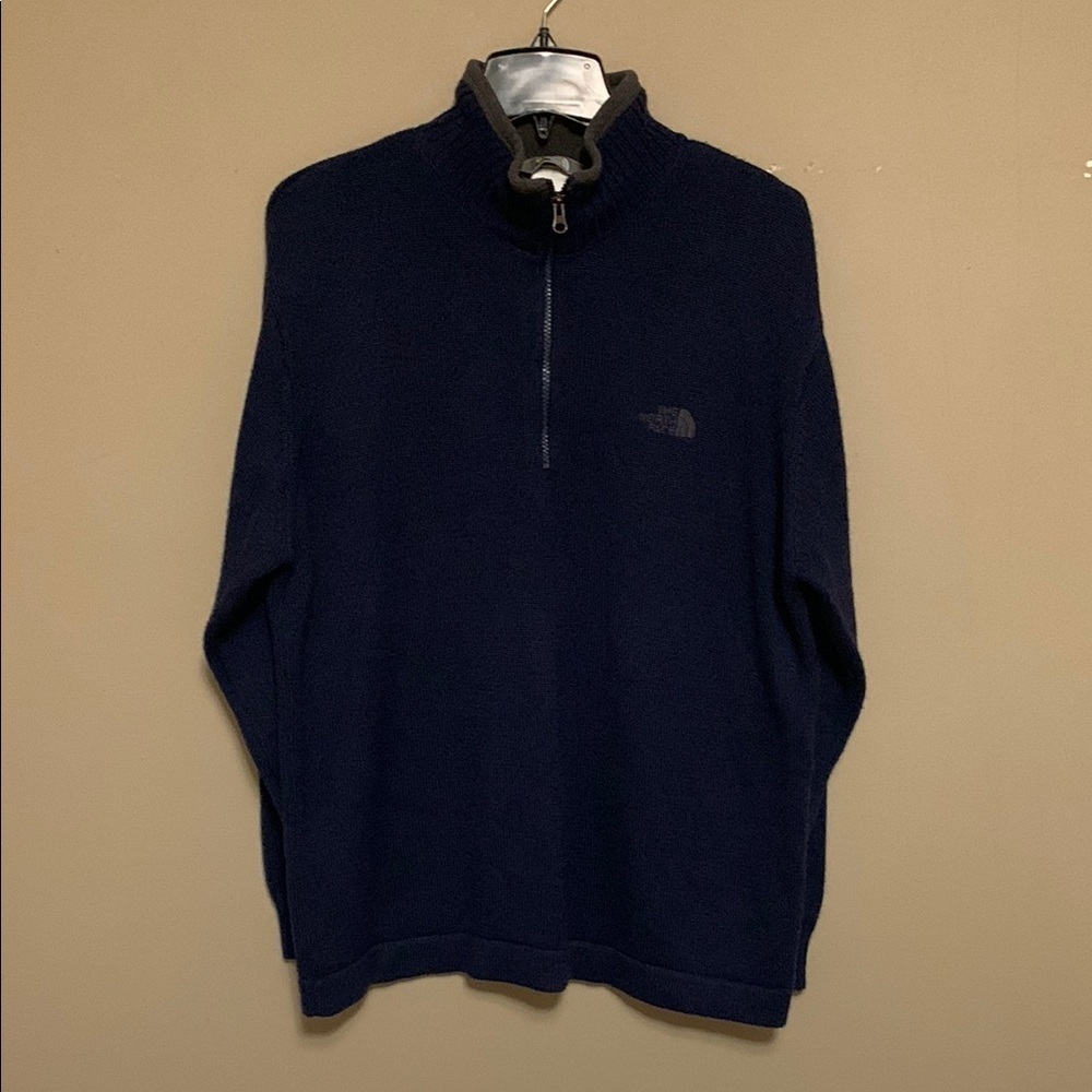 The North Face Men's A5 Series NavyPull-Over Quarter-Zip Cotton Sweater Large